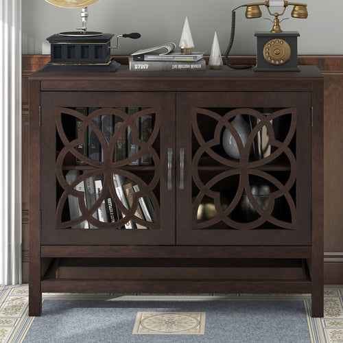 Wood Buffet Sideboard Storage Cabinet with Doors and Adjustable Shelf