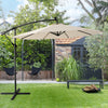 Patio Offset Lighted Hanging Cantilever Umbrella for Backyard Poolside