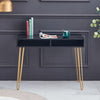 D&N Table nail art table writing desk study desk consoles table side end table modern marble MDF top, sturdy glod metal legs for bedroom, living room, Kitchen