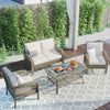 RaDEWAY 4 Piece Rattan Sofa Seating Group with Cushions, Outdoor Ratten sofa
