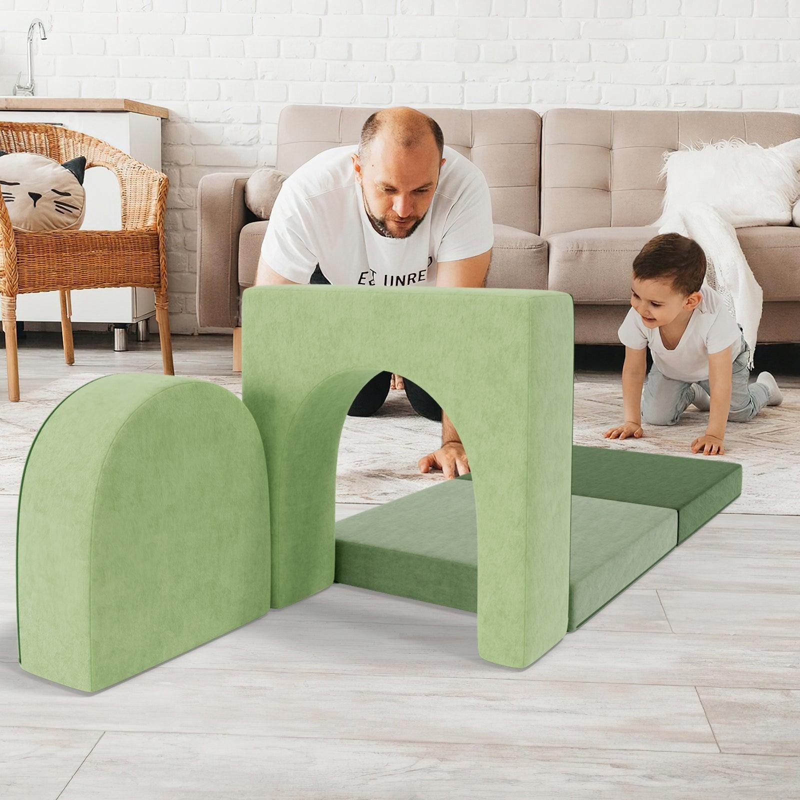 RaDEWAY 3 PCs U-shaped Kids Crawling Sofa Play Couch Set