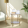 Faux Marble Round End Table Modern Small Accent Home Decor