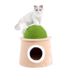 Stool Design Cactus Cat Cave House with Sisal Scratching Post and sisal ball for cat kittens Green