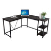 RaDEWAY Office Desk —L-Shaped Computer Desk with 2-Tier Storage Shelves for Home Office