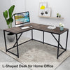 L Shaped Home Office Computer Desk with Modern Style and MDF Board, Easy to Assemble（Walnut）
