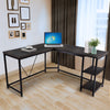 RaDEWAY Office Desk —L-Shaped Computer Desk with 2-Tier Storage Shelves for Home Office