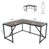 L Shaped Home Office Computer Desk with Modern Style and MDF Board, Easy to Assemble（Walnut）