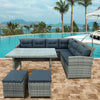 6-Piece Outdoor Patio Furniture Set with Glass Table for Backyard