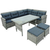 6-Piece Outdoor Patio Furniture Set with Glass Table for Backyard