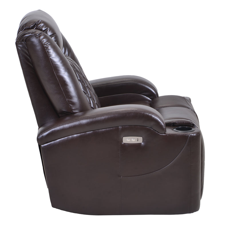 Power Motion Recliner with USB Charge Port and Cup Holder -PU Lounge chair for L - Image 8