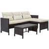 RaDEWAY 3 PCS Outdoor Rattan Furniture Sofa Set with cushions