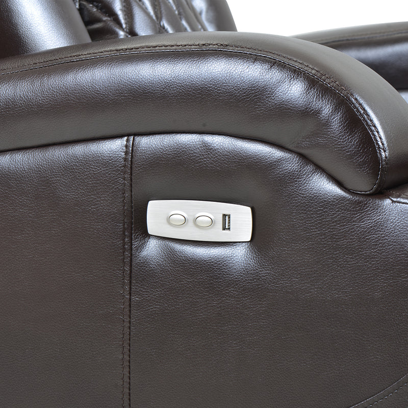 Power Motion Recliner with USB Charge Port and Cup Holder -PU Lounge chair for L - Image 14