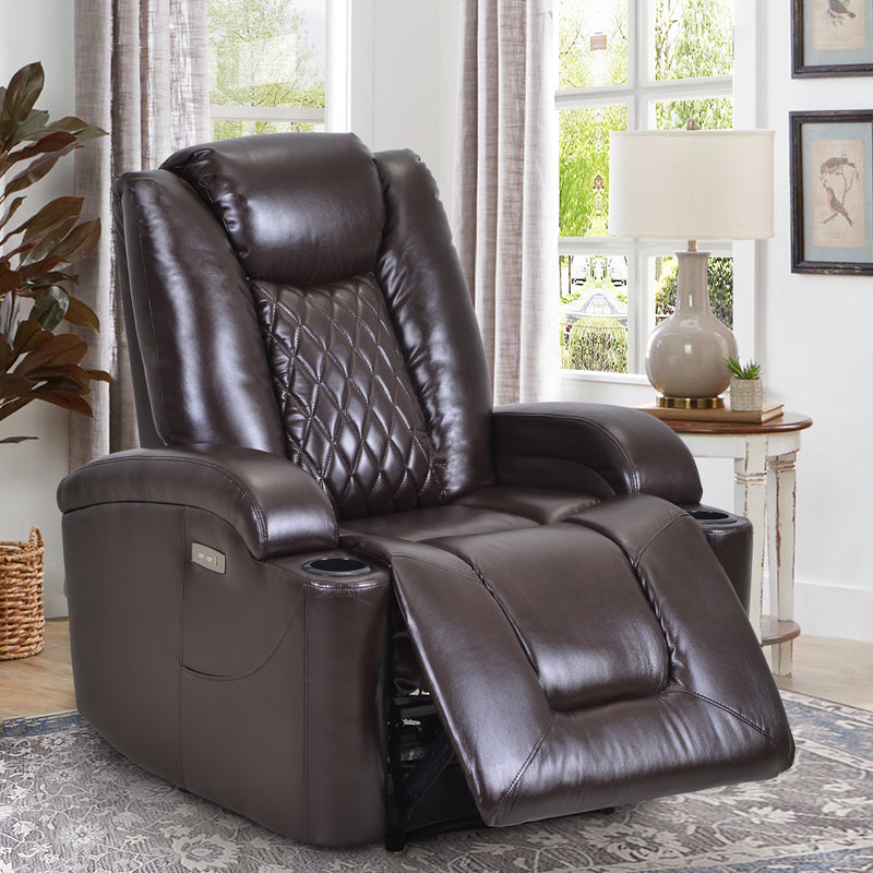 Power Motion Recliner with USB Charge Port and Cup Holder -PU Lounge chair for L - Image 6