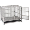 Stainless Steel Dog Crate Cage Kennel Easy Folding Pre-assembly No Screw No Tool Needed for Large Dogs 45 inch 115*76*79cm