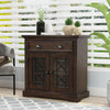Retro Storage Cabinet wih Doors and Big Wood Drawer, Home Office Furniture Storage Ches