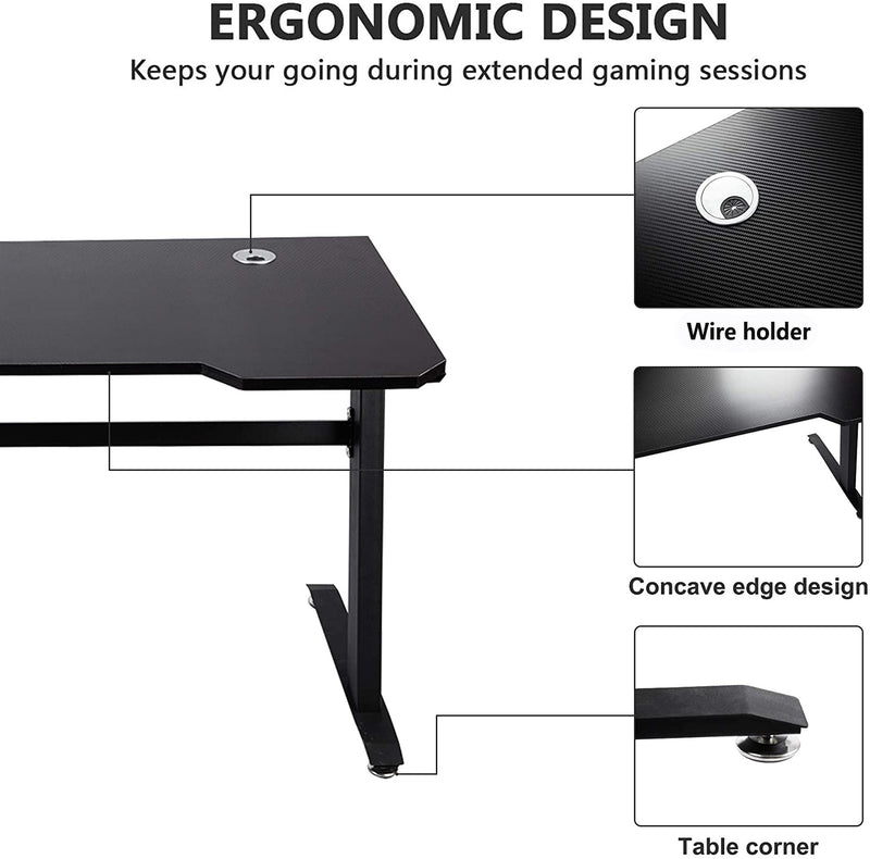 home office PC play station Gaming Desk heavy duty steel legs with carbon fiber - Image 8