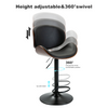 RaDEWAY Bentwood Adjustable Bar Stools , Upholstered Swivel Barstool, Mix color PU Leather Barstools (Set of 2)