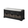 Homes Collection Wood Storage Bench with 3 Drawers and 3 Baskets