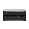 Homes Collection Wood Storage Bench with 3 Drawers and 3 Baskets