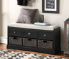 Homes Collection Wood Storage Bench with 3 Drawers and 3 Baskets