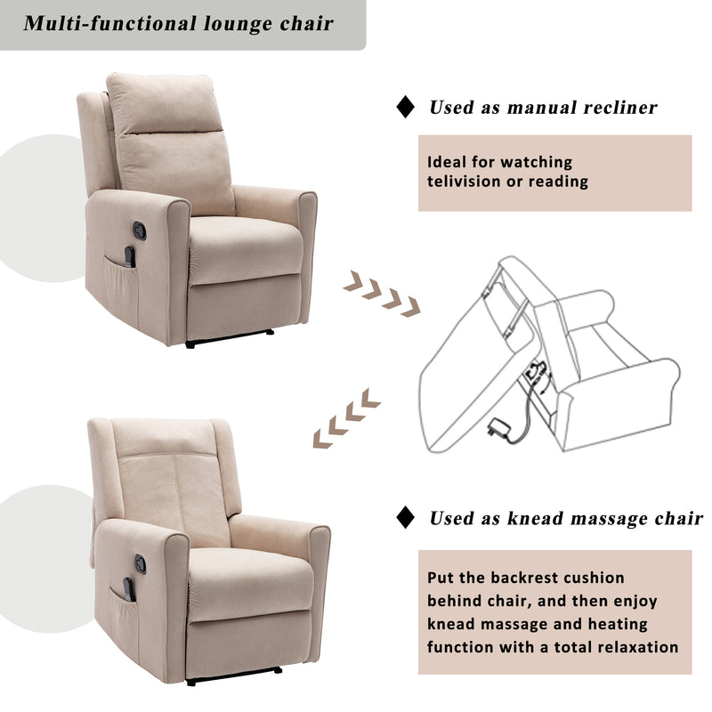 Massage Recliner with 12 Massage Nodes Function-Easy Lounge, Reclining Lounge Ch - Image 22