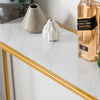 RaDEWAY console table, Marble aboards panel, metal legs, Rectangle 41.73" L , White