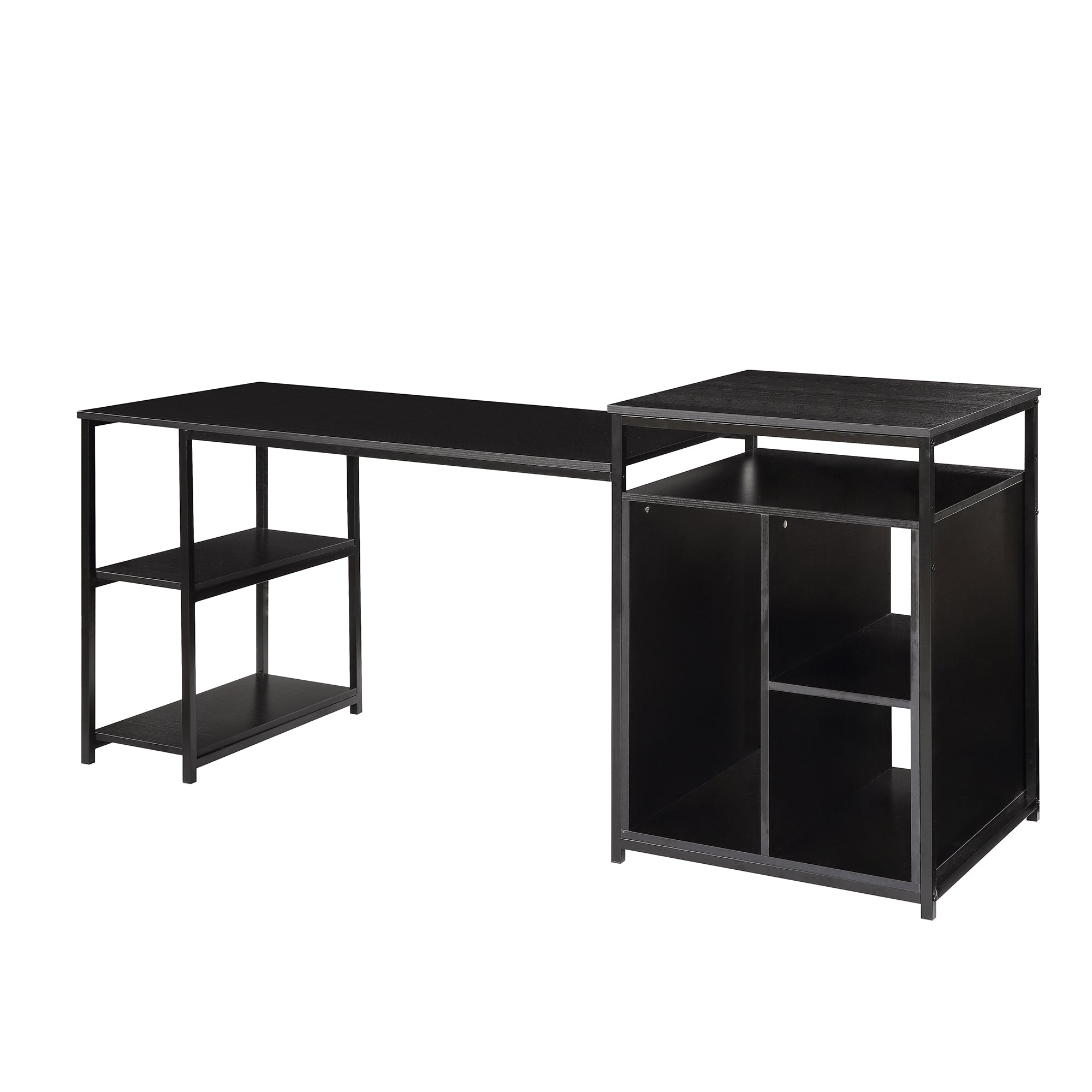 Home Office Computer Desk with Storage Shelf ,CPU storage space and Printer Stand /Writing PC Table with Space Saving Design
