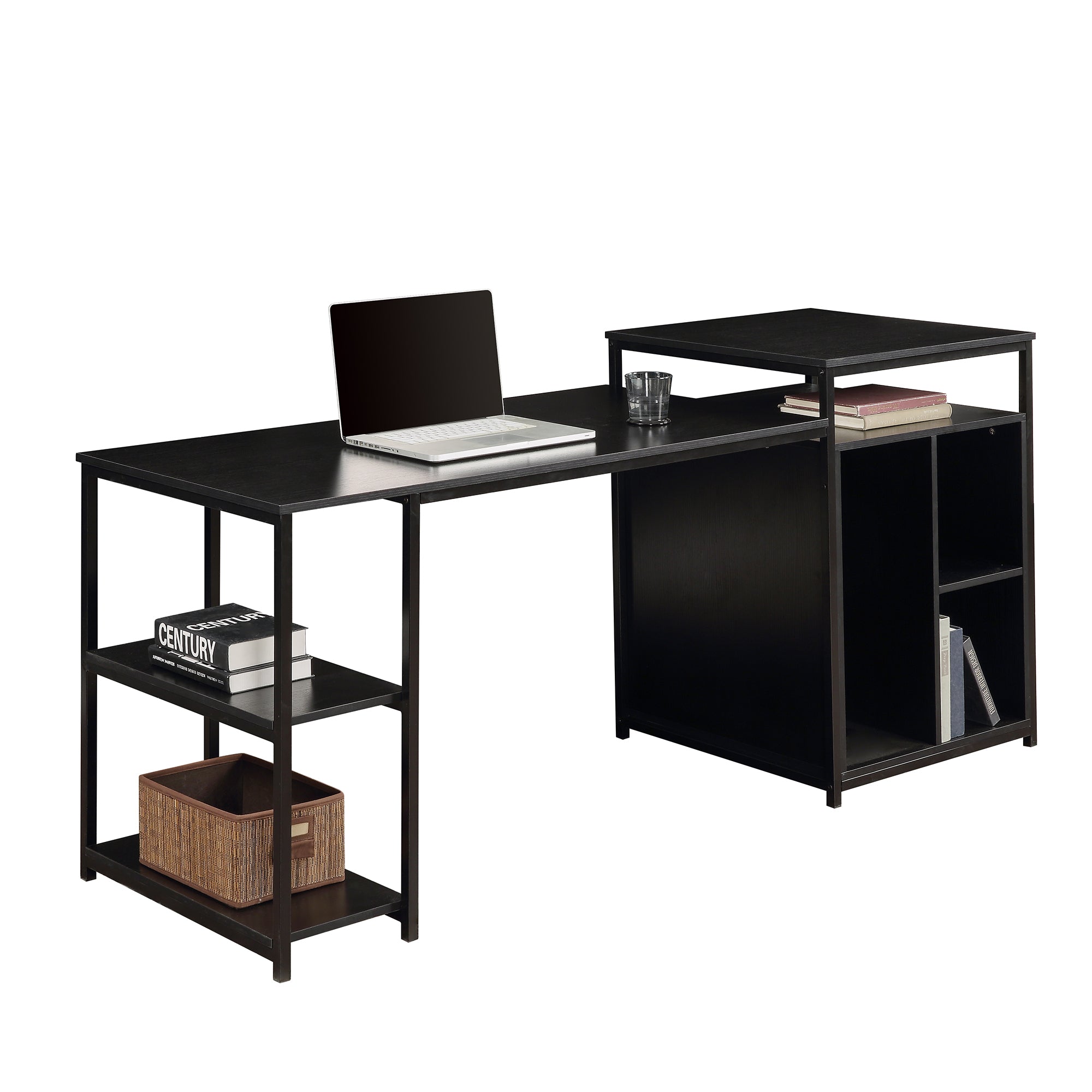 Home Office Computer Desk with Storage Shelf ,CPU storage space and Printer Stand /Writing PC Table with Space Saving Design