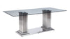 RaDEWAY Dining Table in Stainless Steel & Clear Glass
