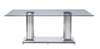 RaDEWAY Dining Table in Stainless Steel & Clear Glass