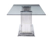 RaDEWAY Dining Table in Stainless Steel & Clear Glass