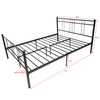 Black metal double bed frame with headboard, noise-free and non-slip standard steel bed platform, no box springs, modern appearance, simple lines, can be stored under the bed