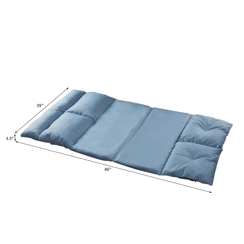 Folding Futon Sofa Blue - Side View
