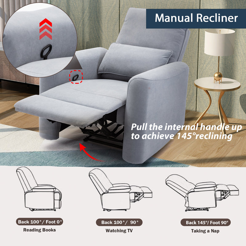 Recliner Chair with Padded Seat Microfiber Manual Reclining Sofa for Bedroom & L - Image 11