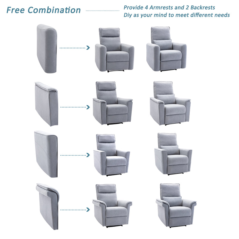 Recliner Chair with Padded Seat Microfiber Manual Reclining Sofa for Bedroom & L - Image 12