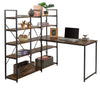 Home Office 54" Large Computer Desk with 5-tier shelves, Office Desk Study Table with Bookcase, Writing Desk Workstation with Hutch Bookshelf