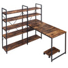 Home Office 54" Large Computer Desk with 5-tier shelves, Office Desk Study Table with Bookcase, Writing Desk Workstation with Hutch Bookshelf