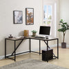 L Shaped Home Office Computer Desk with Modern Style and MDF Board, Easy to Assemble（Walnut）