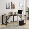 L Shaped Home Office Computer Desk with Modern Style and MDF Board, Easy to Assemble（Walnut）