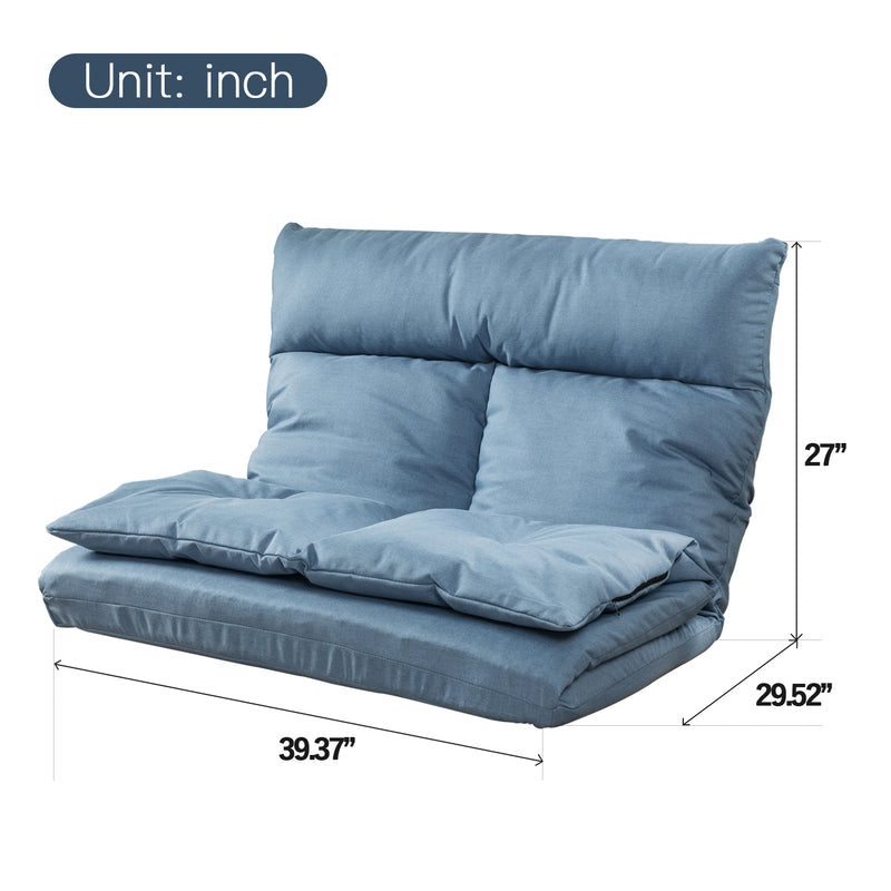 Folding Futon Sofa Blue - Detail View
