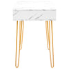 D&N Table nail art table writing desk study desk consoles table side end table modern marble MDF top, sturdy glod metal legs for bedroom, living room, Kitchen