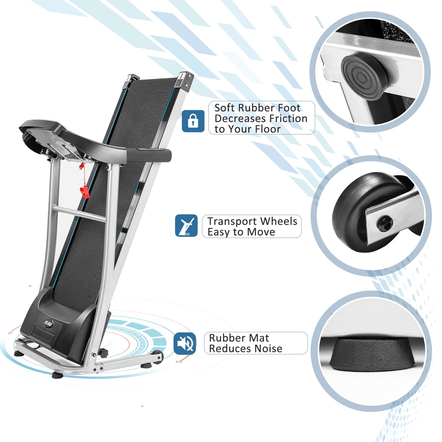 Electric Treadmill Motorized Running Machine 1.5 HP with Speaker AUX &USB Input 12 Programs