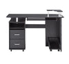 solid wood computer Desk,office table with PC droller, storage shelves and file cabinet , two drawers, CPU tray,a shelf used for planting