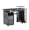 solid wood computer Desk,office table with PC droller, storage shelves and file cabinet , two drawers, CPU tray,a shelf used for planting