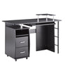 solid wood computer Desk,office table with PC droller, storage shelves and file cabinet , two drawers, CPU tray,a shelf used for planting