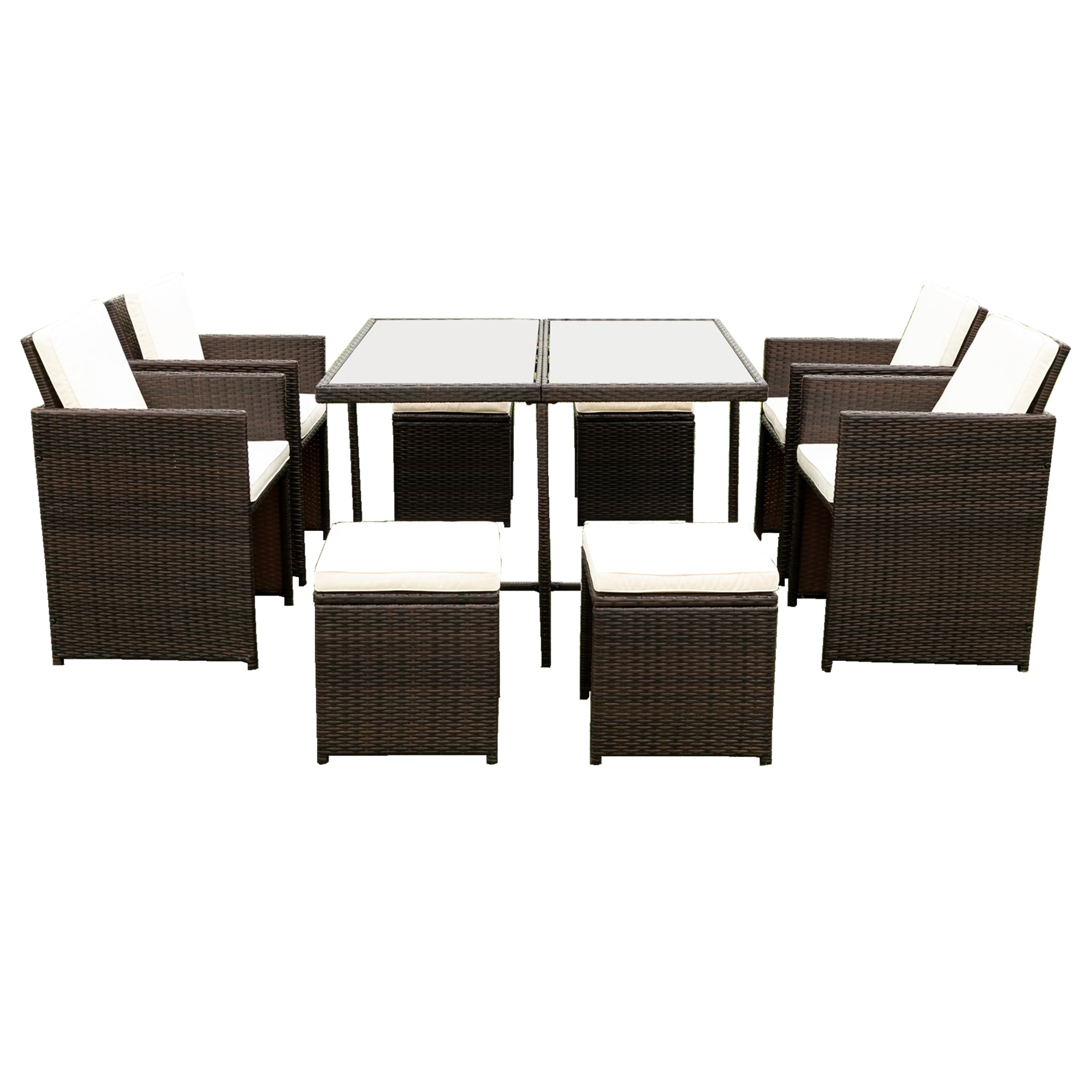 RaDEWAY 9 Pieces Patio Dining Sets Outdoor Space Saving Rattan Chairs
