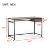 RaDEWAY Computer Desk with Drawer 46.5 inch Study Writing Table for Home Office, Modern Simple Style , Black Metal Frame, Rustic Brown