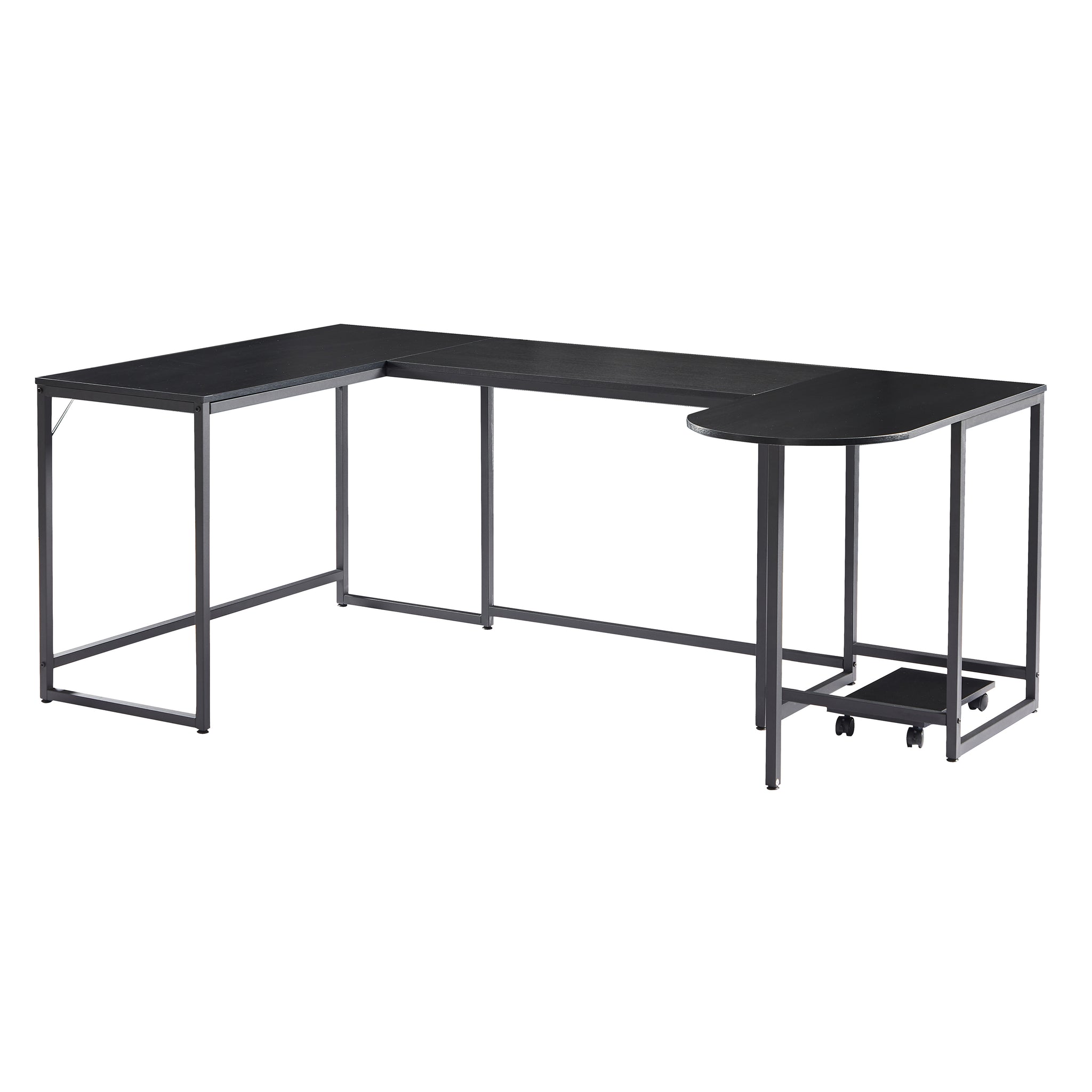 RaDEWAY U-shaped Computer Desk, Industrial Corner Writing Desk with CPU Stand, Gaming Table Workstation Desk for Home Office