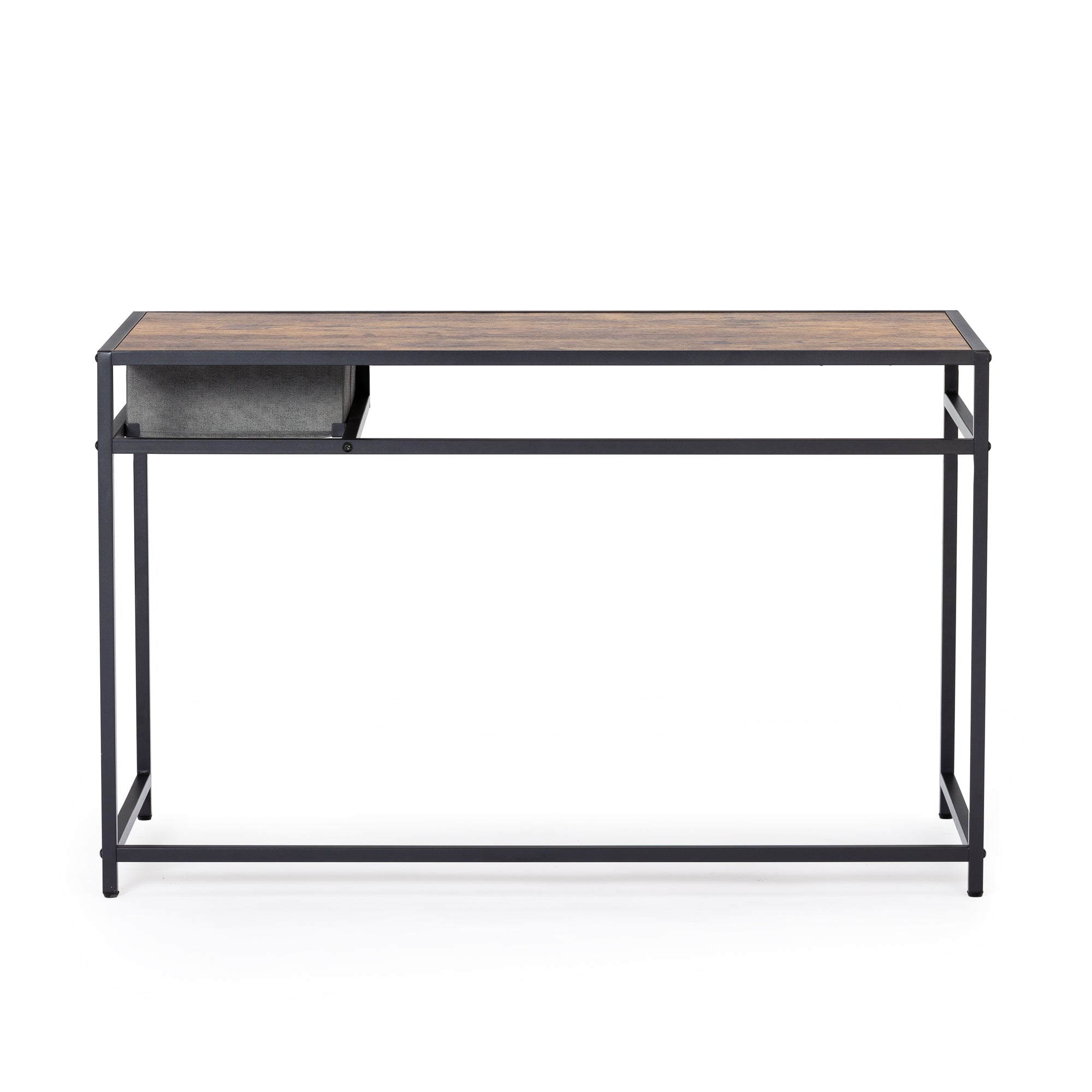 RaDEWAY Computer Desk with Drawer 46.5 inch Study Writing Table for Home Office, Modern Simple Style , Black Metal Frame, Rustic Brown