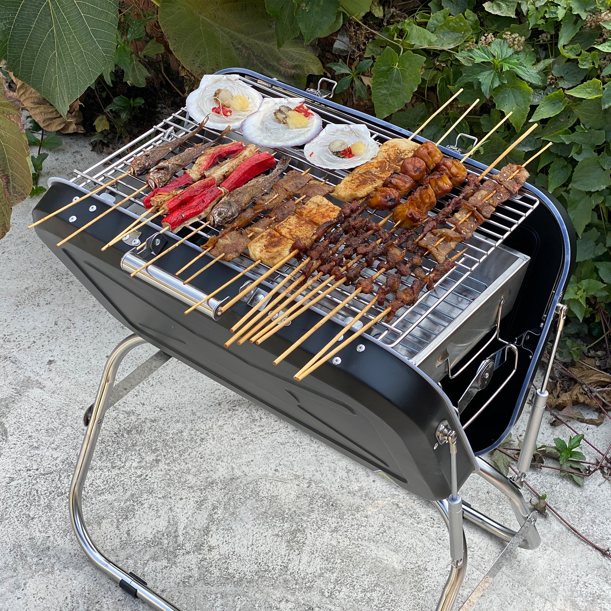 RaDEWAY Collapsible and portable Handle design BBQ grill for Outdoor BBQ